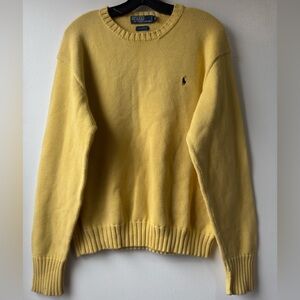 Polo by Ralph Lauren Men's Yellow Crewneck Sweater with Polo Pony